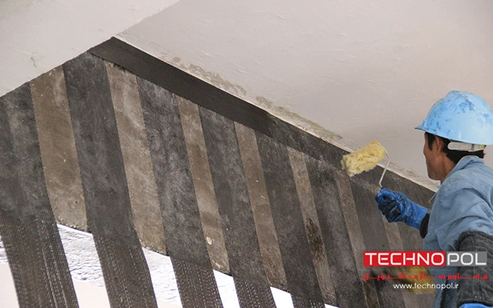 اجرای مقاوم سازی برشی بصورت 90 درجه تیر بتنی با استفاده از الیاف FRP