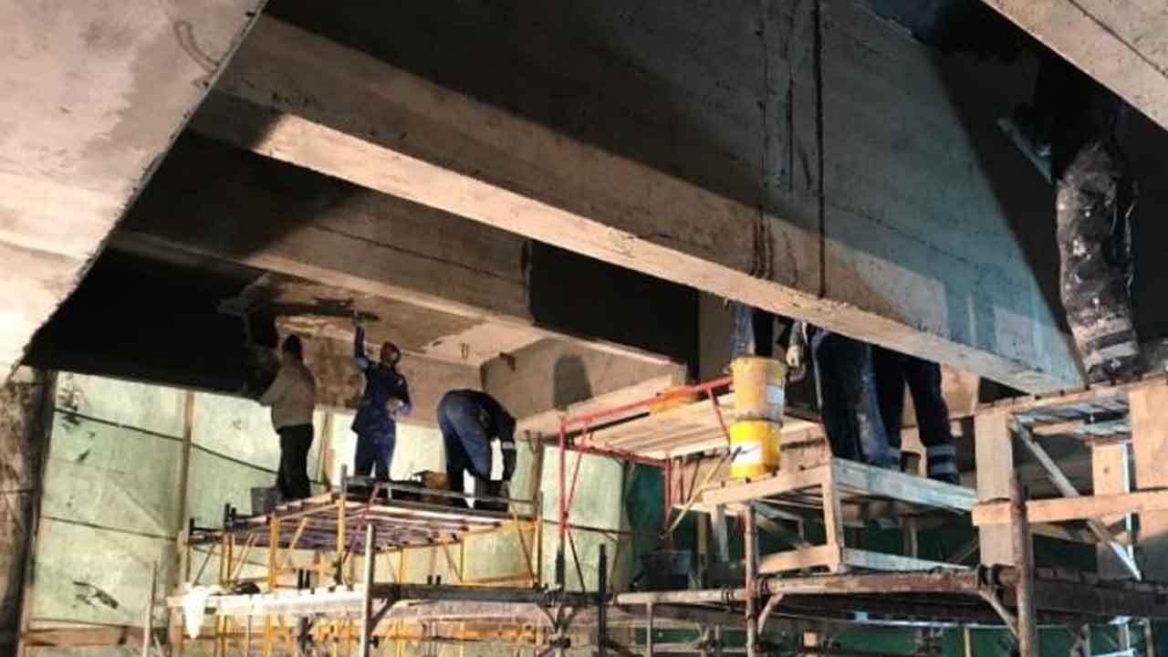 مقاوم سازی دال بتنی ساختمان تجاری با الیاف FRP