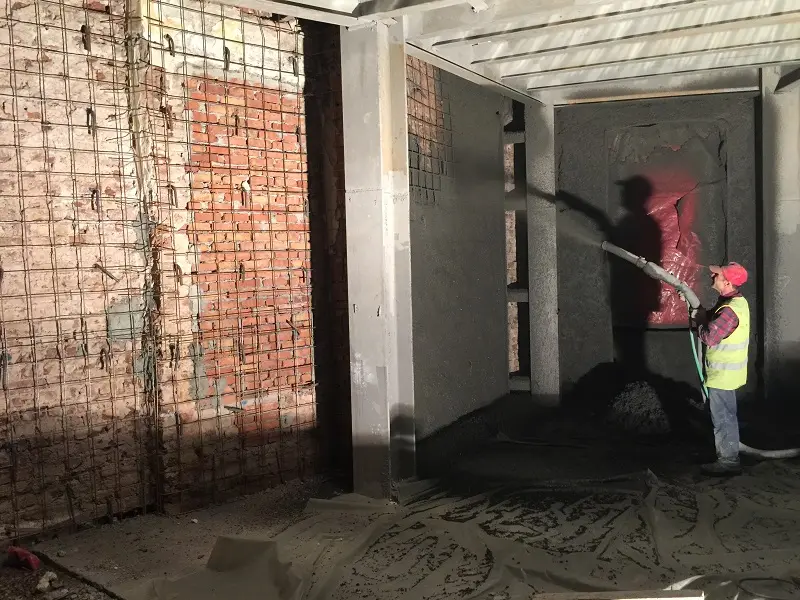 مقاوم سازی دیوار مصالح بنایی با شاتکریت